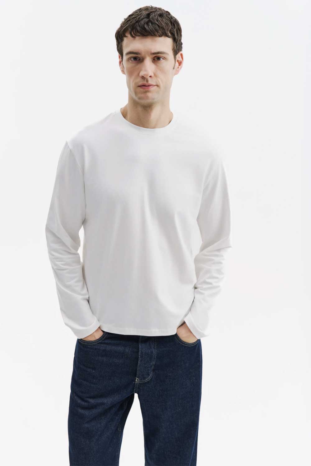 Ανδρική Μακρυμάνικη Μπλούζα Basic Regular Fit – Λευκό