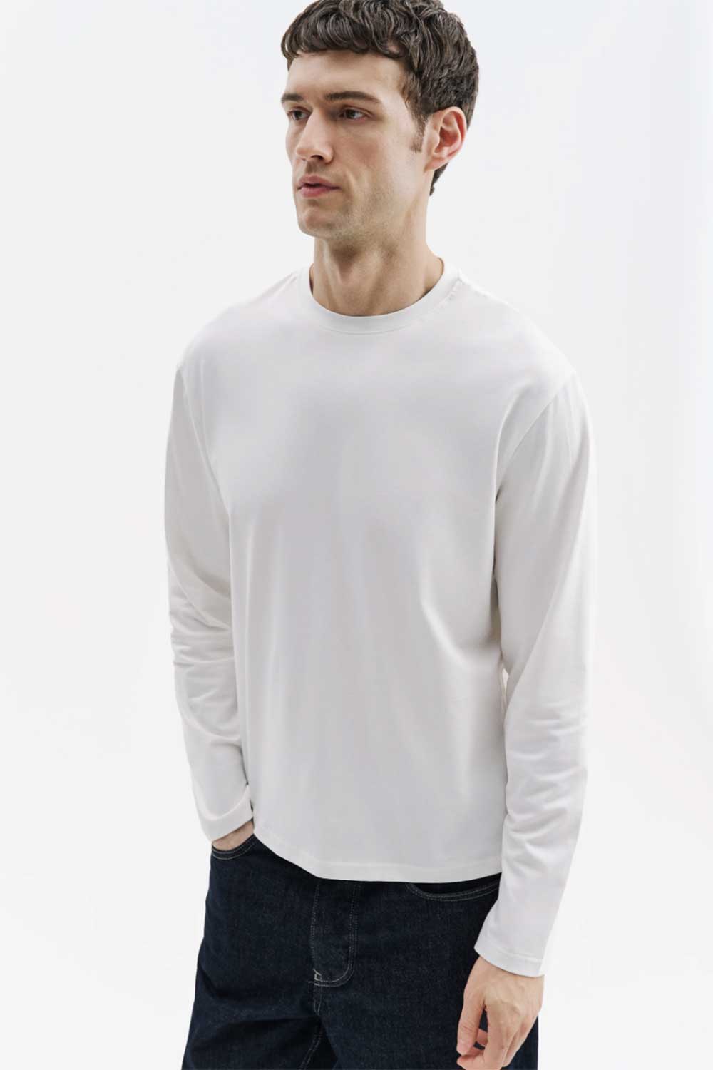 Ανδρική Μακρυμάνικη Μπλούζα Basic Regular Fit – Λευκό