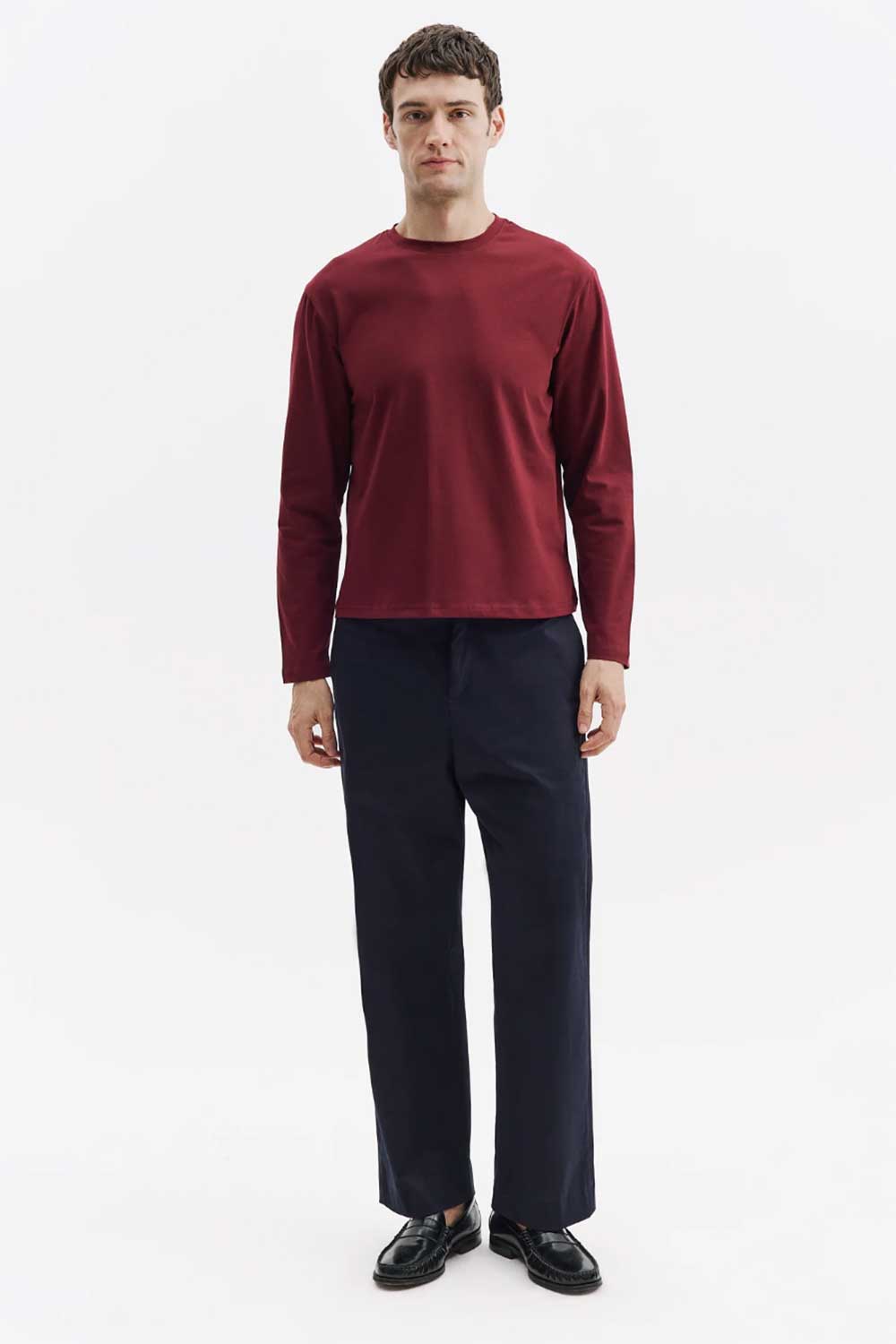 Ανδρική Μακρυμάνικη Μπλούζα Basic Regular Fit –Μπορντο