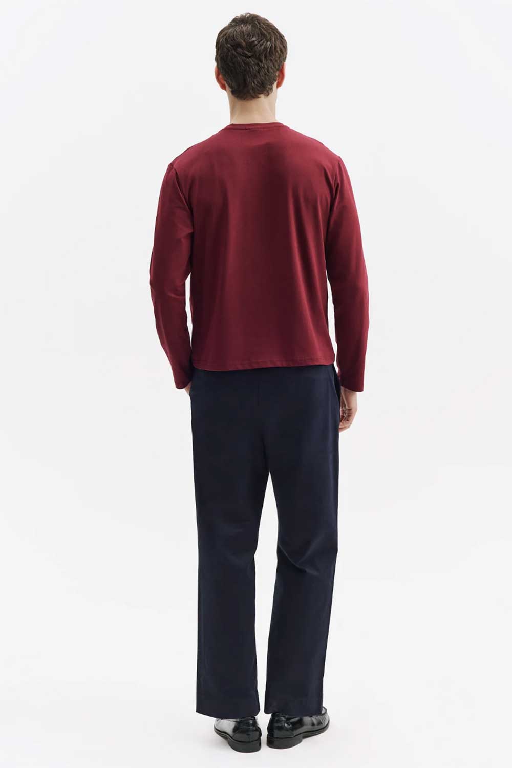 Ανδρική Μακρυμάνικη Μπλούζα Basic Regular Fit –Μπορντο
