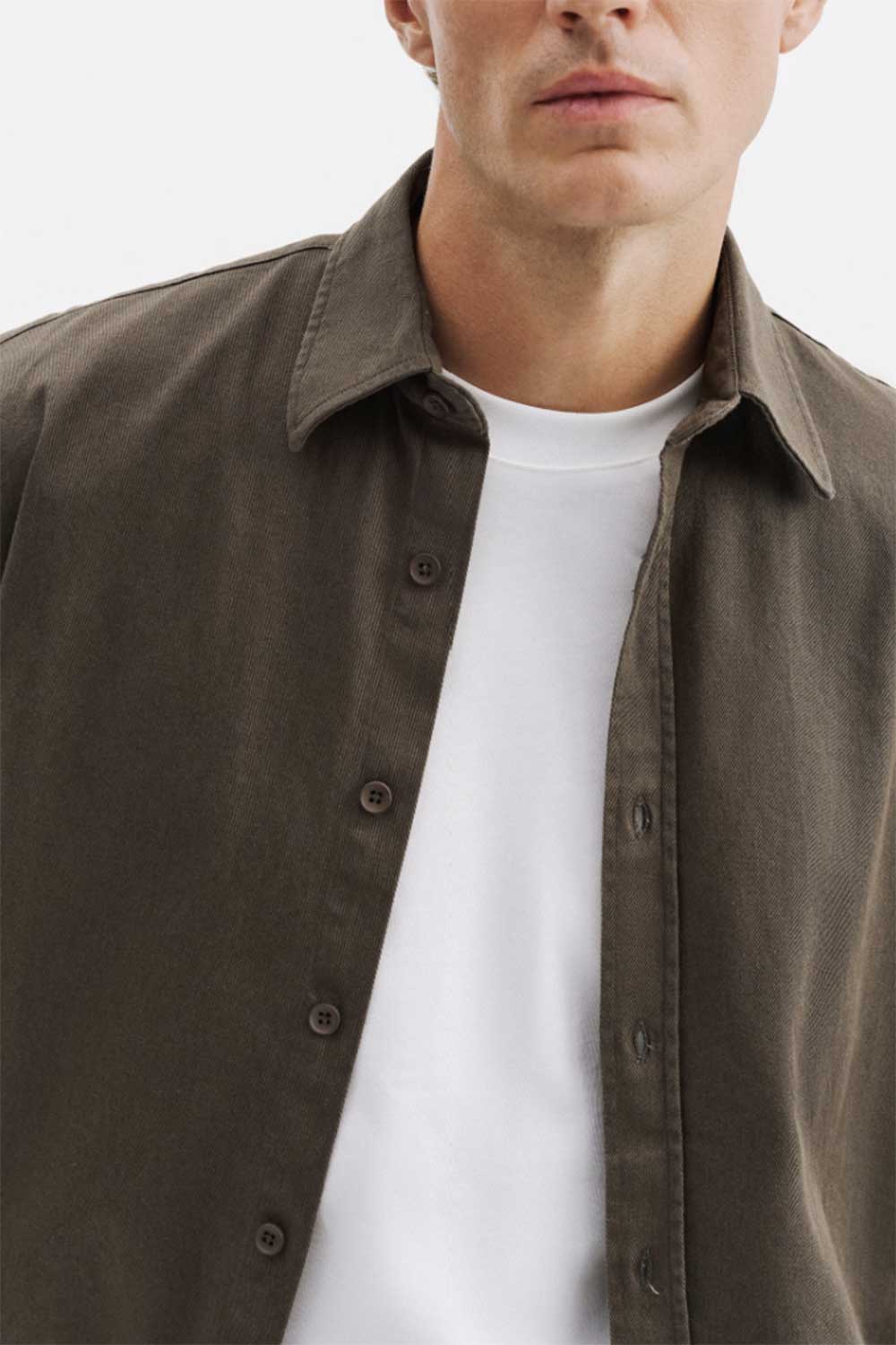 Ανδρικό Σετ Gabardine Oversized με Πουκάμισο & Παντελόνι – Χακί