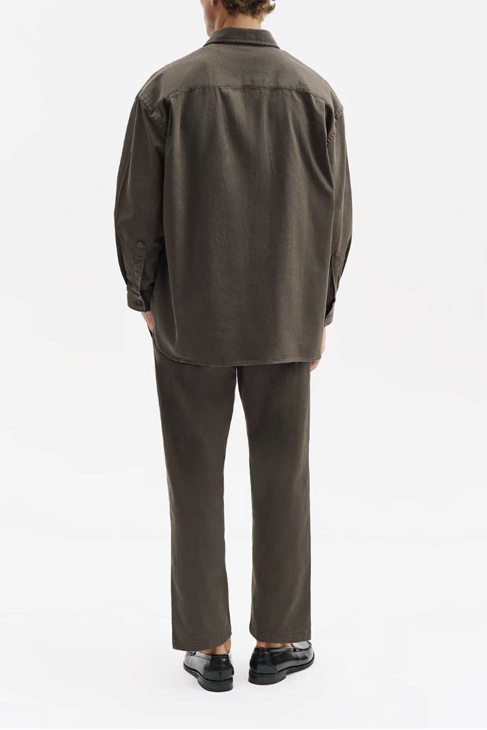 Ανδρικό Σετ Gabardine Oversized με Πουκάμισο & Παντελόνι – Χακί
