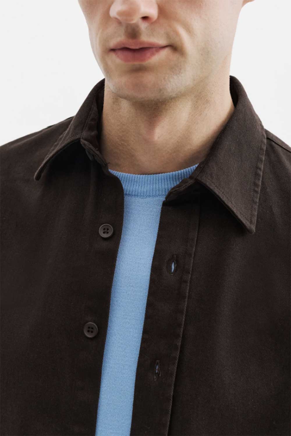 Ανδρικό Σετ Gabardine Oversized με Πουκάμισο & Παντελόνι – Καφέ