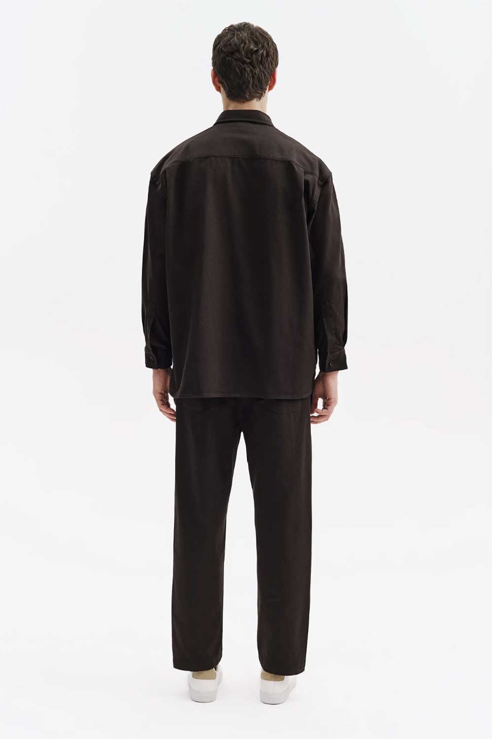 Ανδρικό Σετ Gabardine Oversized με Πουκάμισο & Παντελόνι – Καφέ