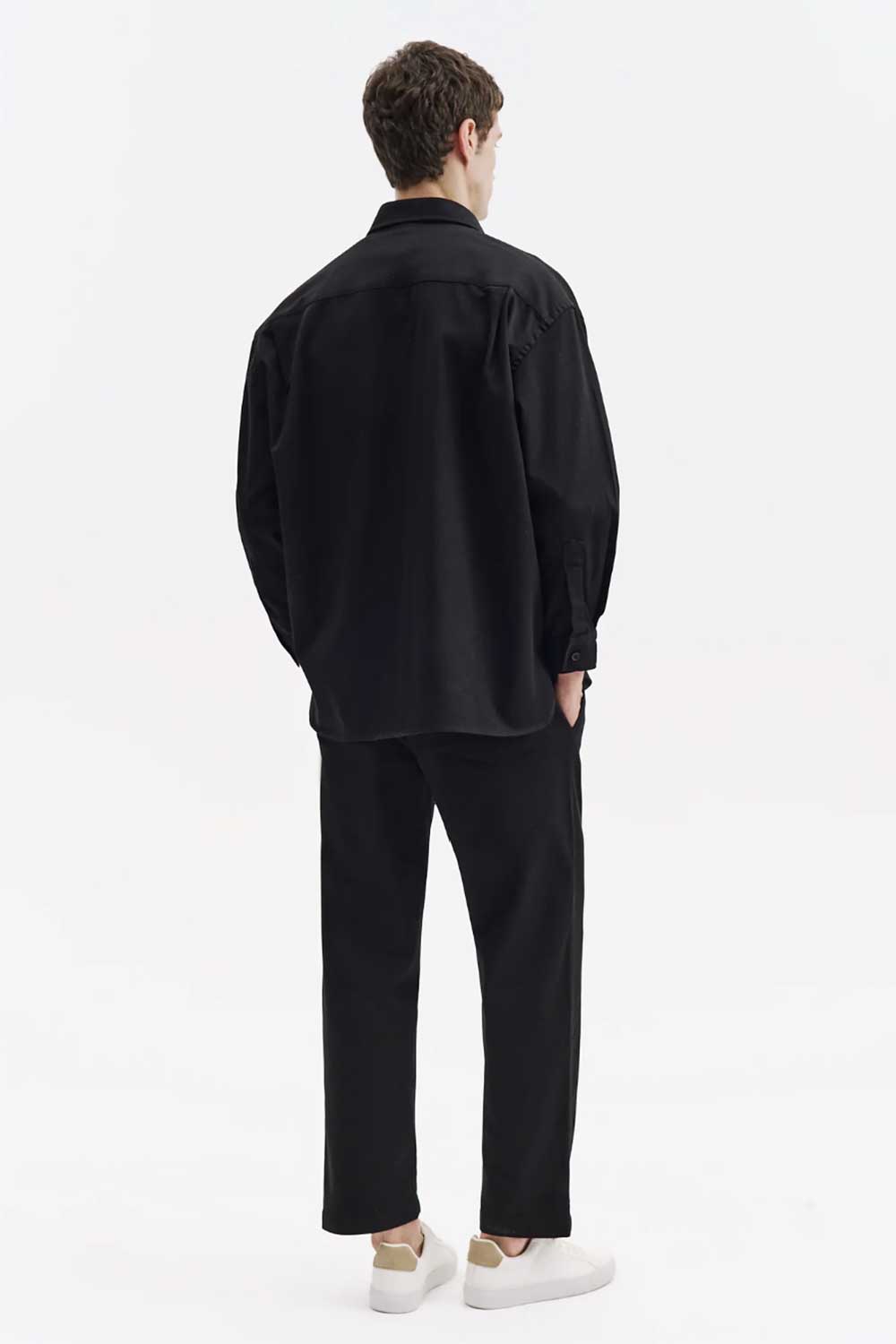 Ανδρικό Σετ Gabardine Oversized με Πουκάμισο & Παντελόνι –Μαύρο