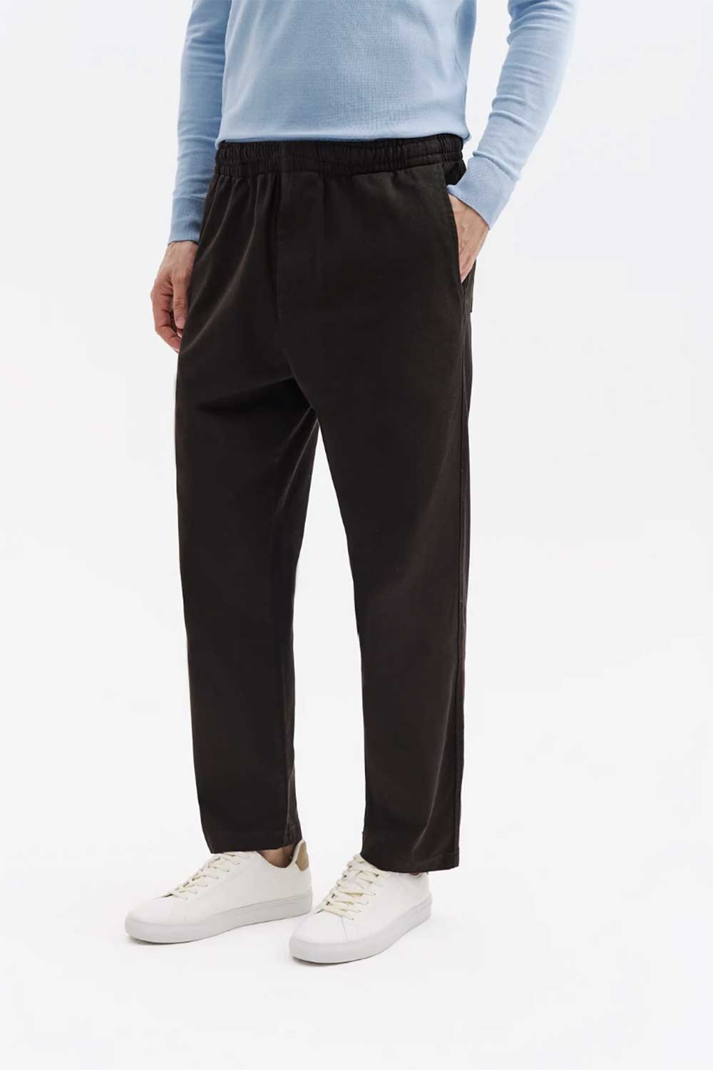 Ανδρικό Σετ Gabardine Oversized με Πουκάμισο & Παντελόνι – Καφέ