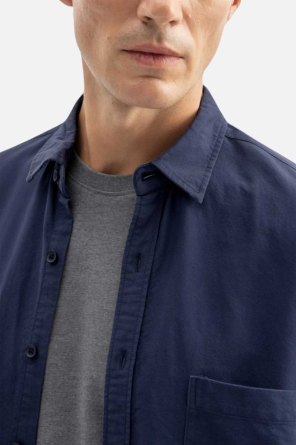 Ανδρικό Πουκάμισο Oxford Oversized 100% Βαμβακερό – Σκούρο Μπλε