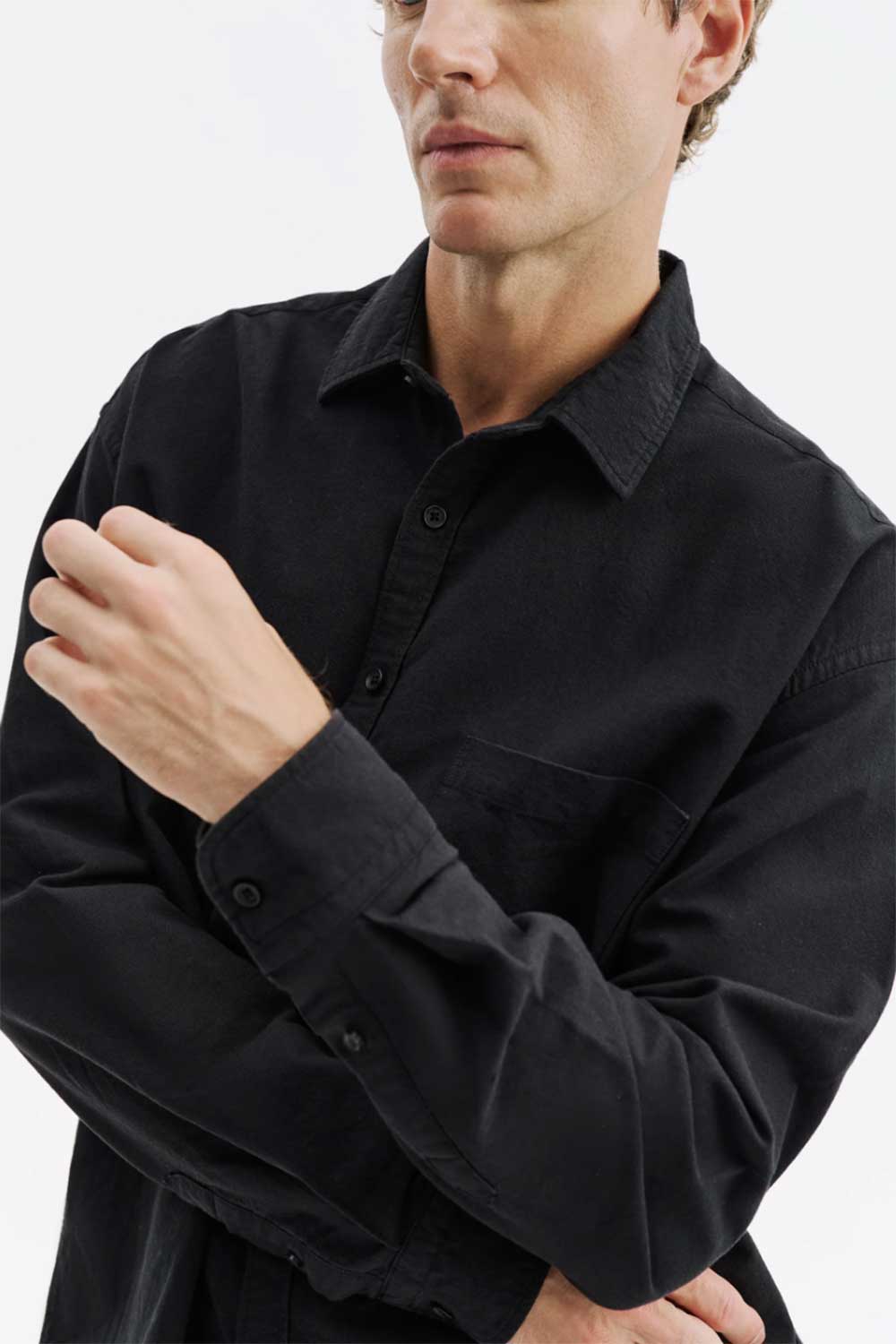 Ανδρικό Πουκάμισο Oxford Oversized 100% Βαμβακερό – Μαύρο