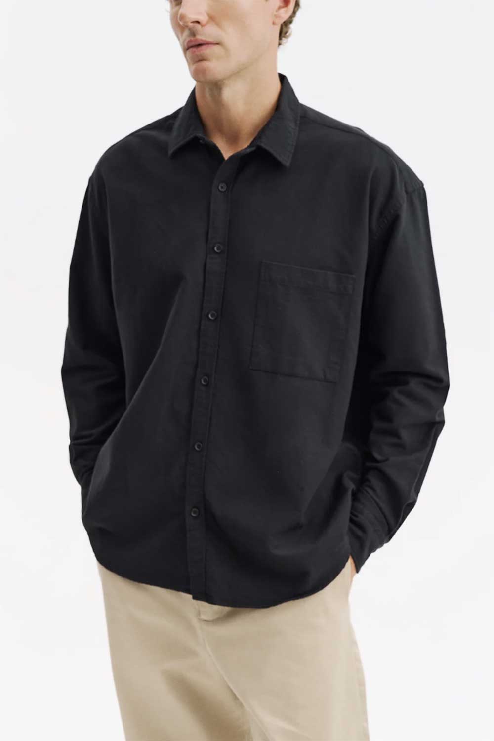 Ανδρικό Πουκάμισο Oxford Oversized 100% Βαμβακερό – Μαύρο