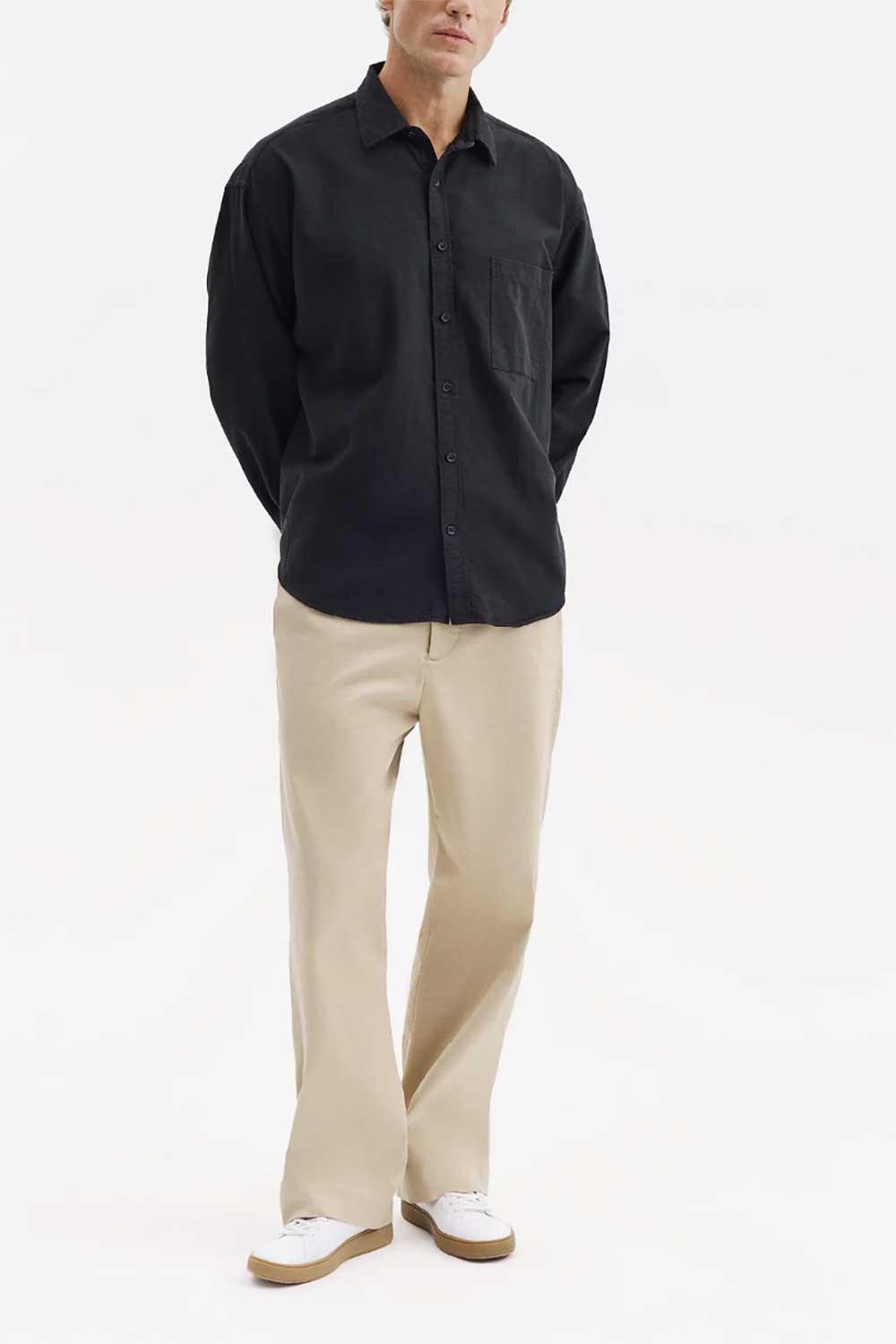 Ανδρικό Πουκάμισο Oxford Oversized 100% Βαμβακερό – Μαύρο