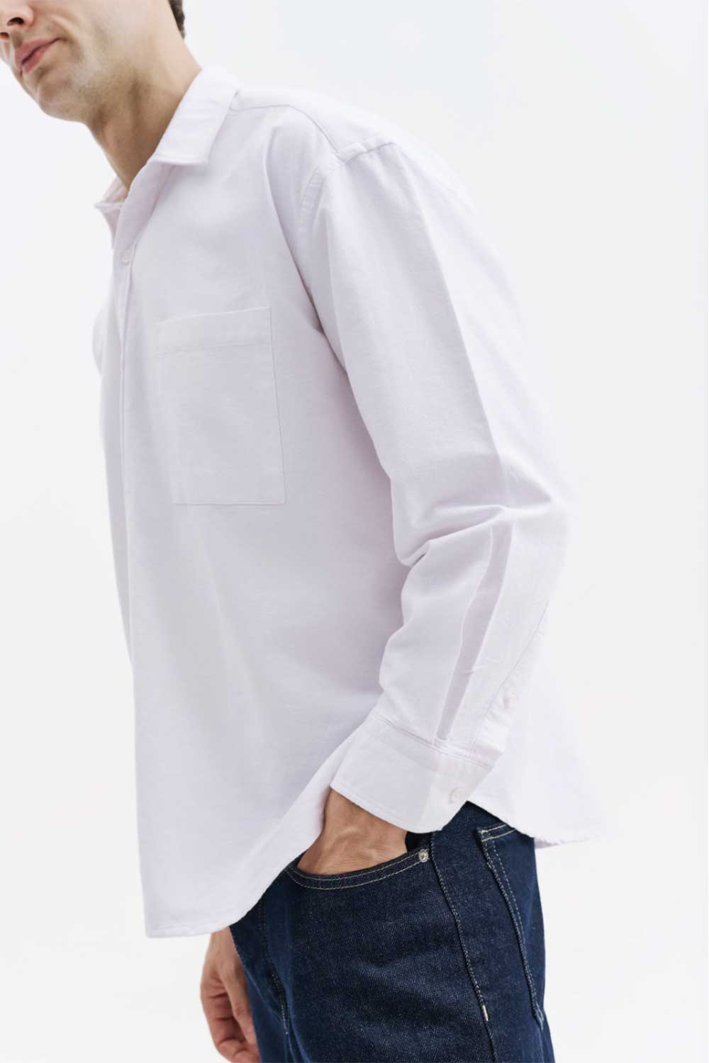 Ανδρικό Πουκάμισο Oxford Oversized 100% Βαμβακερό – Λευκό