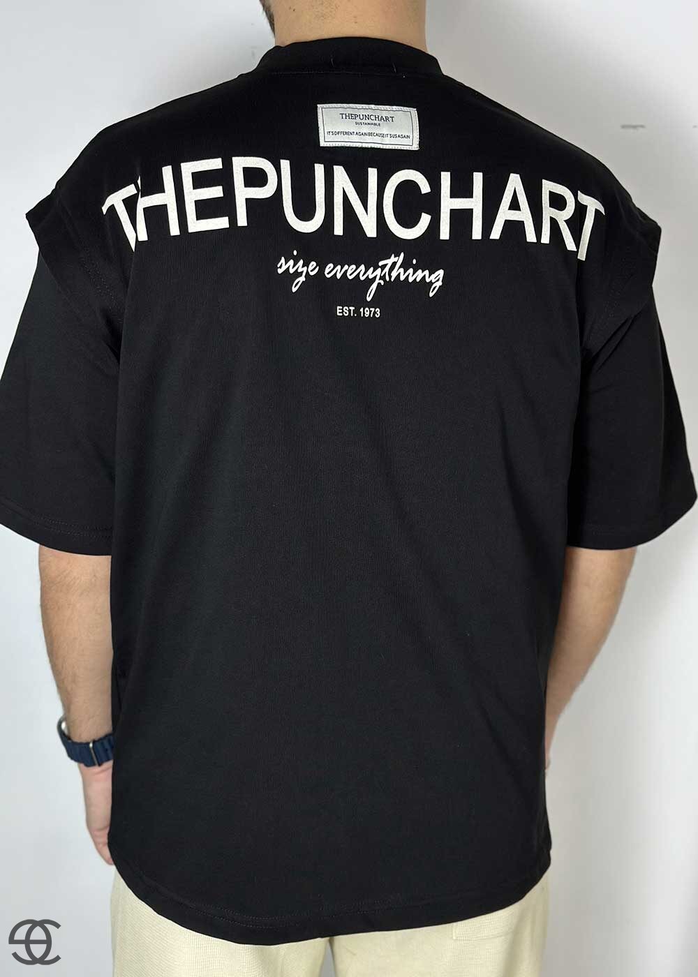 Oversized Thepunchart T-Shirt Με Λεπτομέρεια Στους Ώμους - Μαύρο