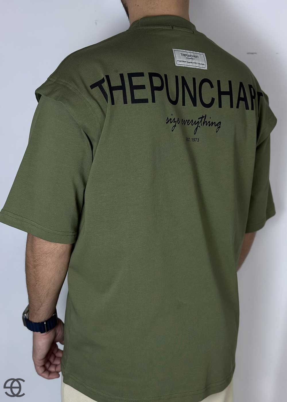 Oversized Thepunchart T-Shirt Με Λεπτομέρεια Στους Ώμους - Χακι