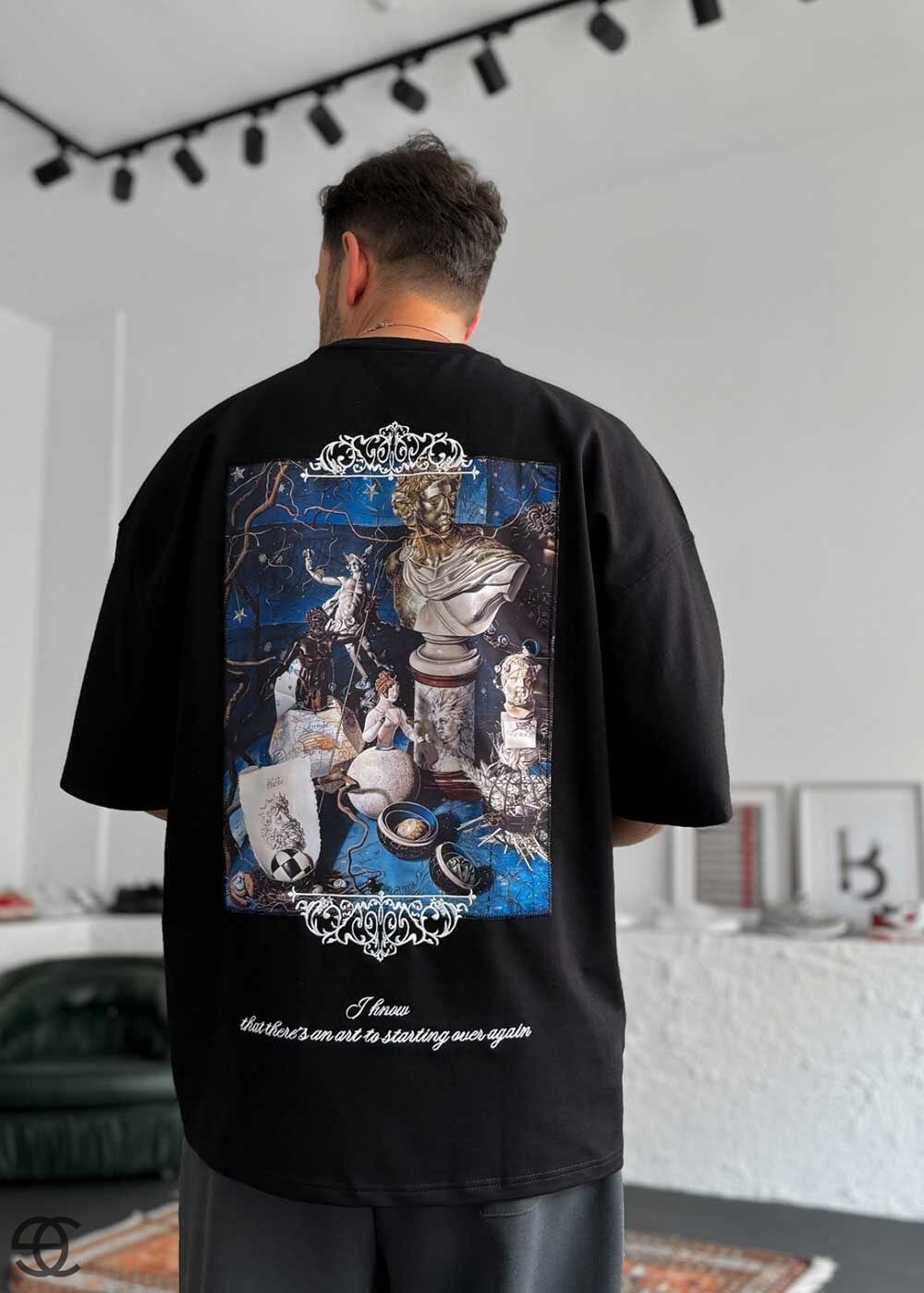 Over Again Oversized T-Shirt Με Σχέδιο - Μαύρο